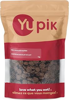 Yupik Milk Chocolate Flavored Wafers, 1 kg, Gluten-Free, Kosher, Milk Chocolate Flavor, Made with Cocoa Powder, Melts Smoothly, Ideal for Snacking, Dipping, Molding, Coating & Baking
