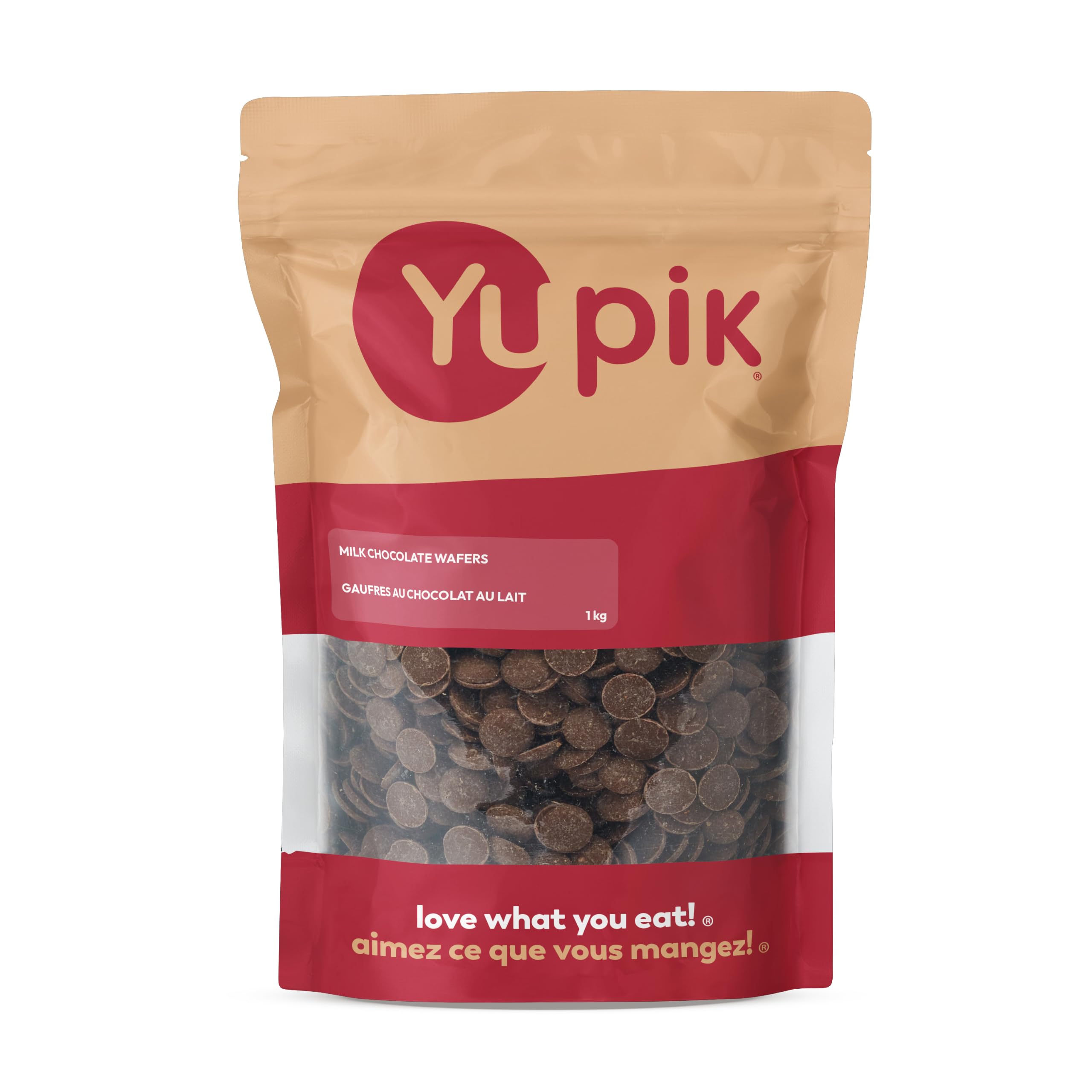 Yupik Milk Chocolate Flavored Wafers, 1 kg, Gluten-Free, Kosher, Milk Chocolate 