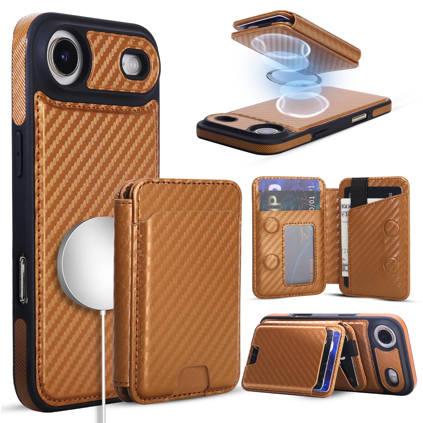 Magnetic Detachable Wallet Case for iPhone 17 Air with Kickstand,2-in-1 MagSafe 