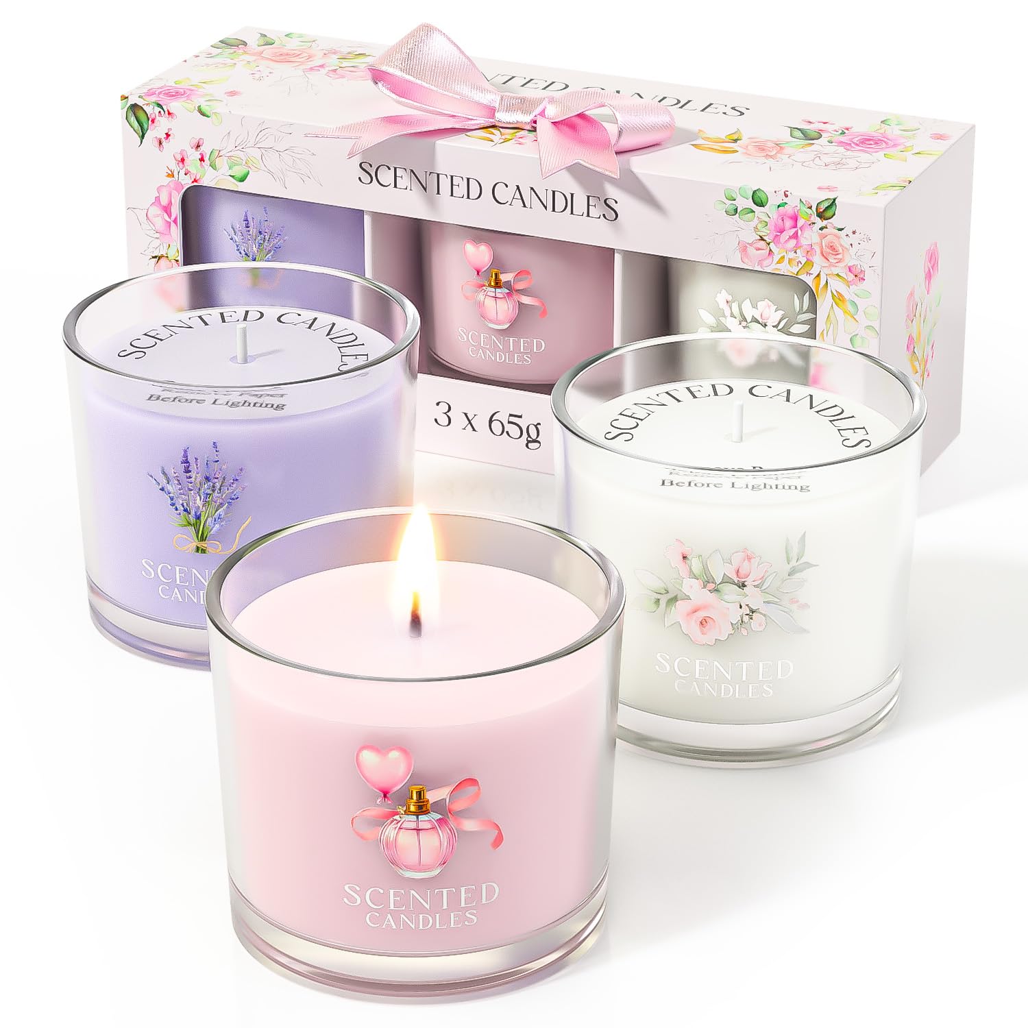 CHILLFLAME Scented Candles, Scented Candle Gift Set for Stress Relief, 3 Votive 