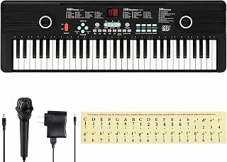 61 Key Keyboard Piano,Portable Electronic Digital Piano for Beginners | Kids Keyboard Piano with 100 Voices, 100 Rhythms, Built-In Speaker, Microphone and Power Supply