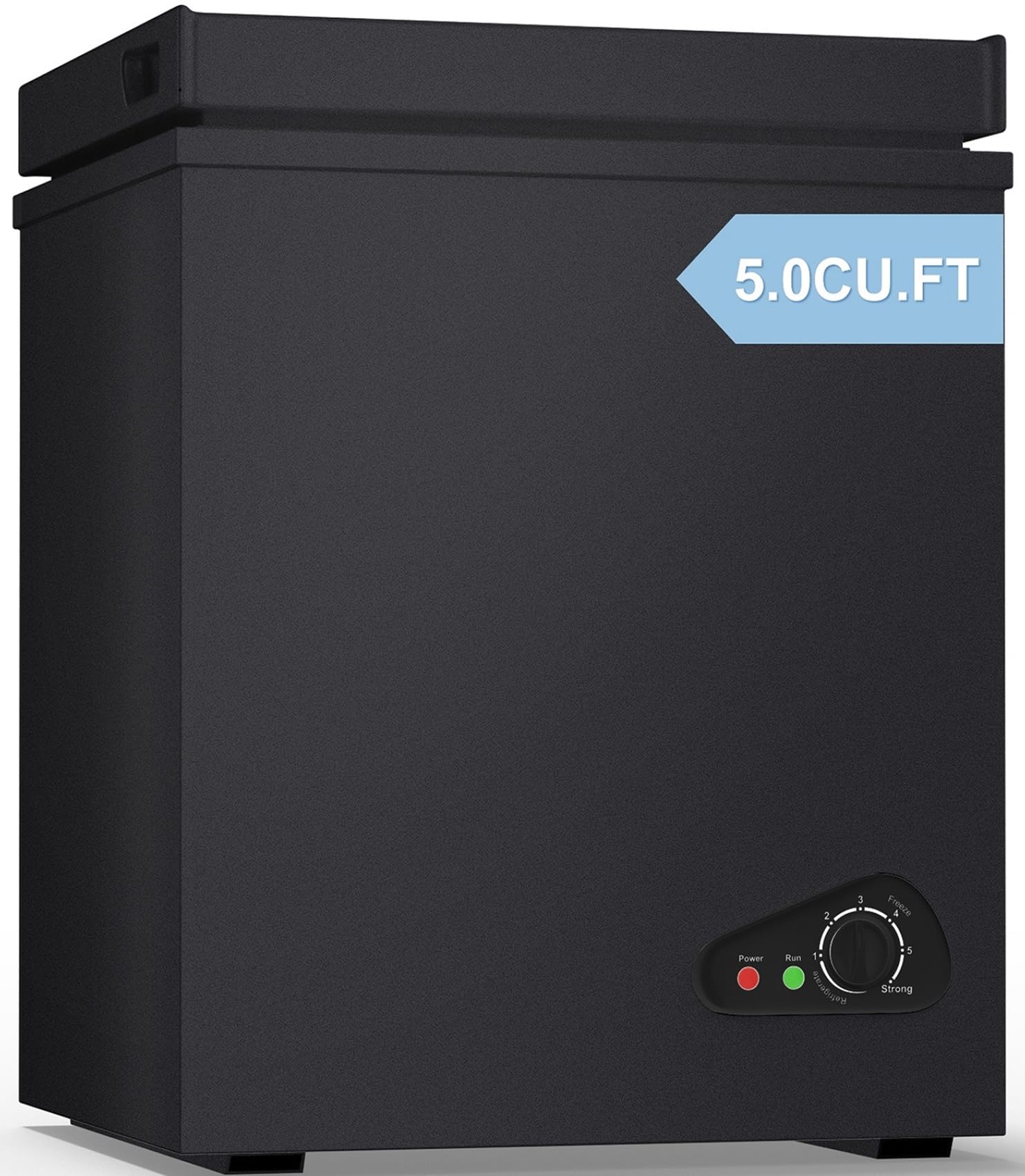TABU 5.0 Cubic Feet Chest Freezer, Compact Deep Freezer, Black | Top Opening Fre