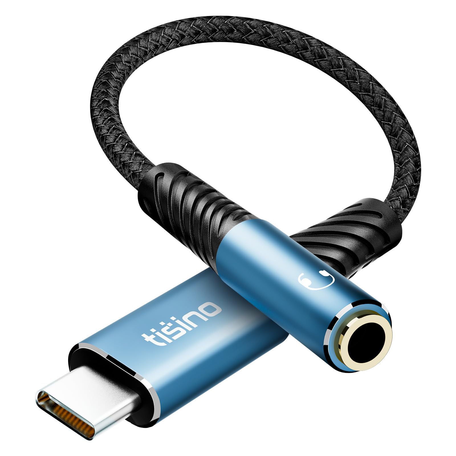 Tisino USB C to Headphone Jack 3.5mm TRRS Aux Cable, 384kHz/32bit, 20cm