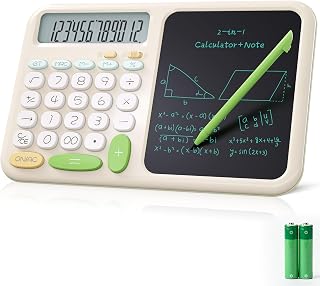 ROATEE Kids Desk Calculator with Notepad for Students, School Large Basic Calculator Supplies Desktop Accessories with Big Buttons(Green)