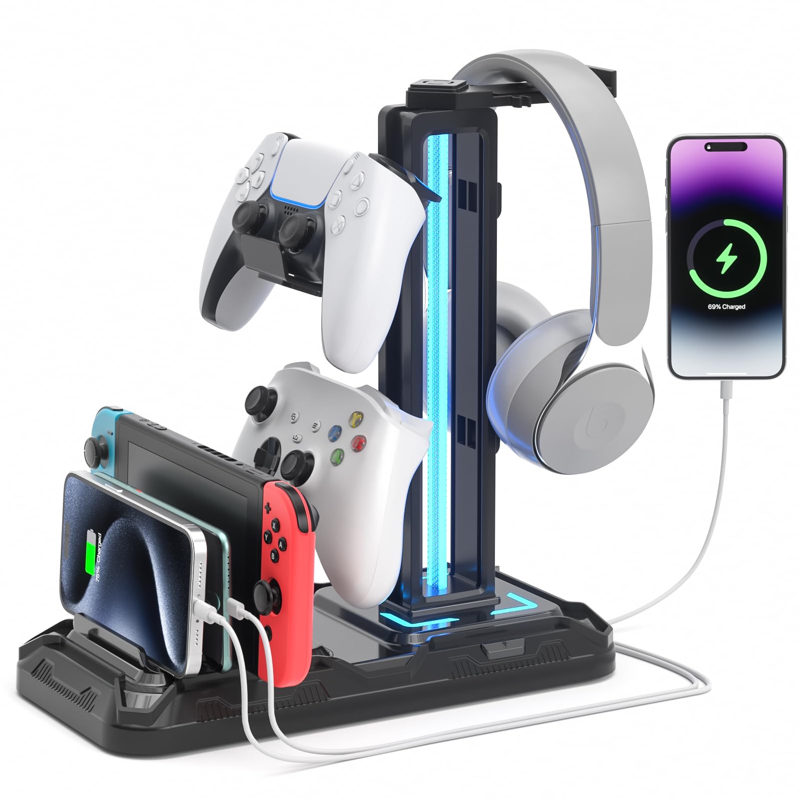 KDD Headset Stand with Charging Station - Detachable Headset Controller Holder S