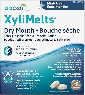 OraCoat XyliMelts Dry Mouth Stick-On Melts, Slightly Sweet, 40 Count