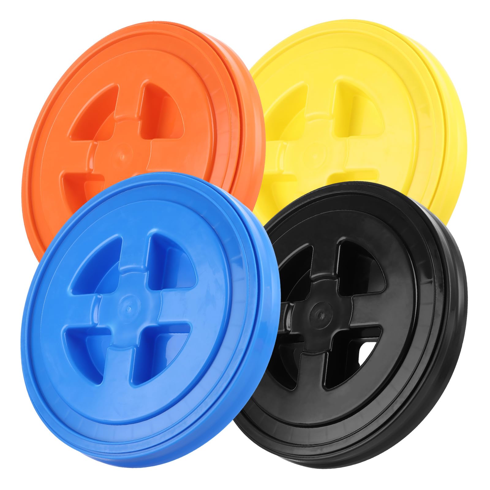 DAJAVE 4 Pieces 5 Gallon Bucket Lids 12 Inch Plastic Screw Top Seal Lids, Leak-P