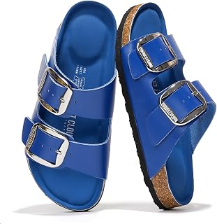 Project Cloud 100% Genuine Leather Cork Footbed Sandals Women Womens Slides