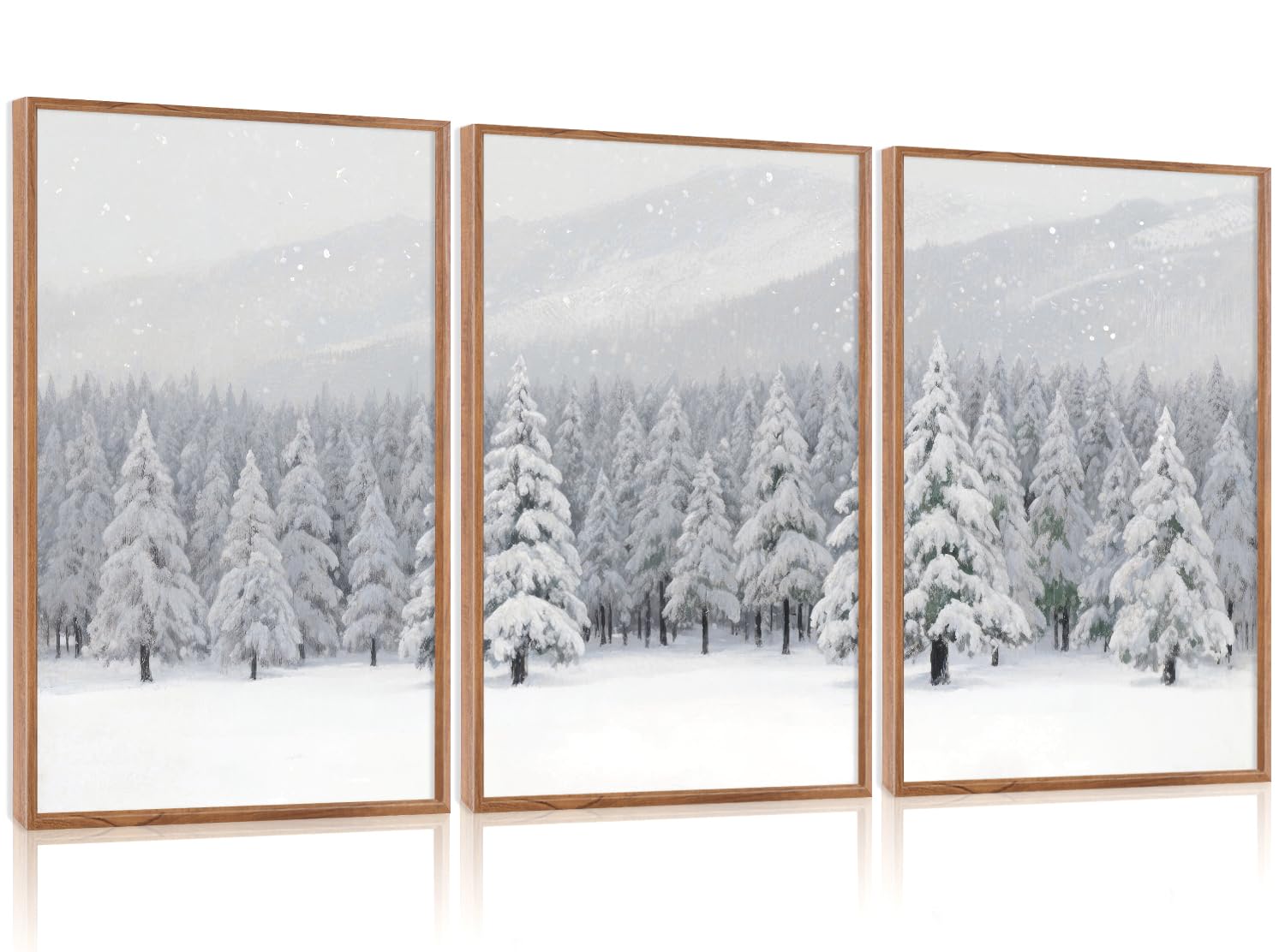 CHDITB Albero di Natale innevato incorniciato arte da parete su tela (40 cm x 61