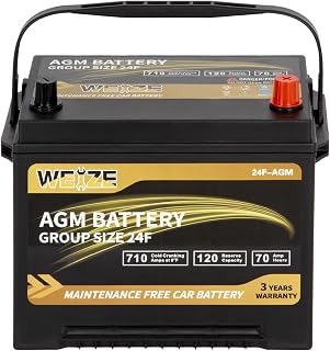 Weize Platinum AGM Battery BCI Group 24F Automotive Battery, 120RC, 710CCA, 36 Months Warranty, Dimensions 10.75" L x 6.81" W x 8.98" H