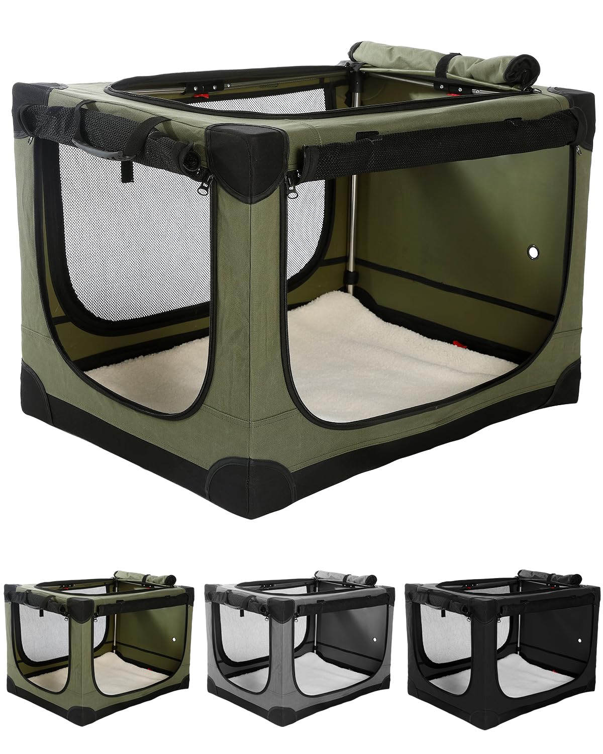 derimkcoa 76 * 54 * 54CM Collapsible Travel Dog Crate, Portable Soft Dog Kennel 