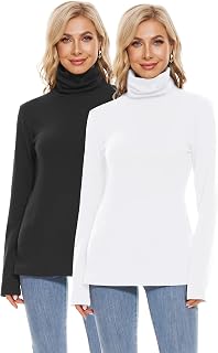 H HIAMIGOS Womens Turtleneck Long Sleeve Top Fleece Lined Sweatshirt Lightweight Ultra Soft Base Layer