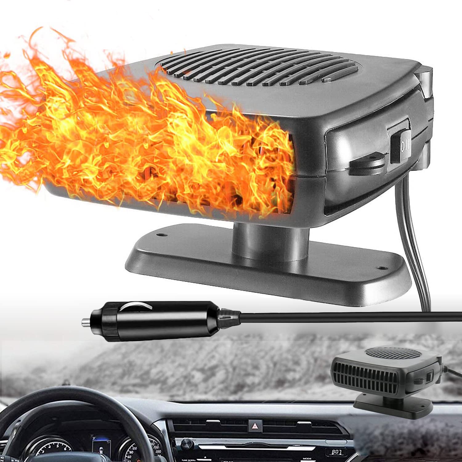 Car Heater,12V 200W Portable Car Heater Defroster | 2 in 1 Heating & Cooling Fas