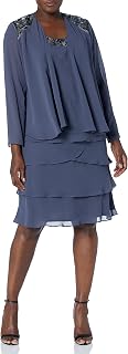 S.L. Fashions Delicate and Normal Layered Sequins Decorated Jacket Dress for Special Occasion Women