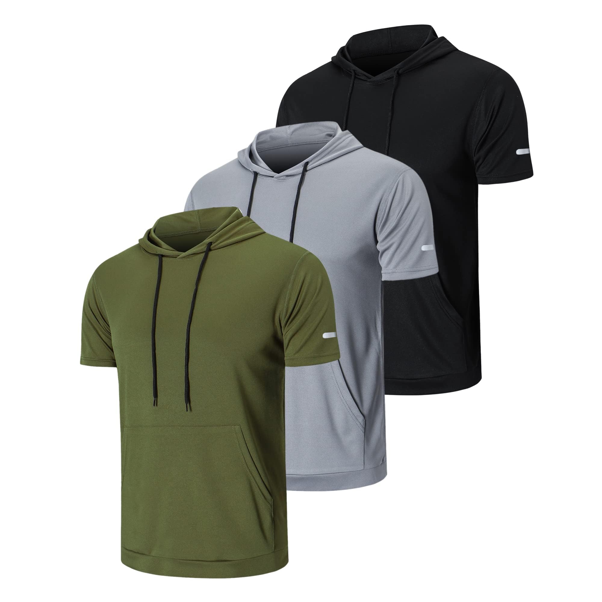 HUAKANG 3 Pack Men's Short-Sleeved Baselayer Sports T-Shirt Running Top