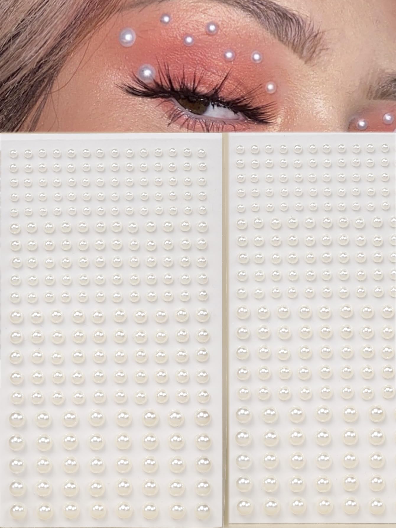 2 Pcs Elegant White Face Stickers Multi-Grain 3D Realistic Eye Decoration Tempor