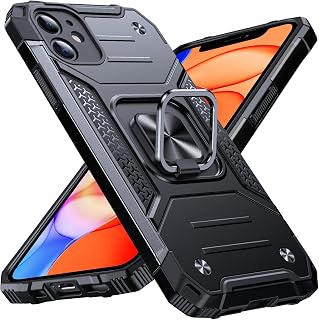 Anqrp Heavy Duty Case for iPhone 11 Case with Enhanced Ring Holder Grip Stand, Military Grade Shockproof Rugged Drop Protective Silicone Hard Slim iPhone 11 Phone Case Cover, Matte Black
