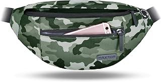 MAXTOP Large Fanny Pack for Women and Men, Fanny Pack with Headphone Connection and 4 Zipper Pockets, Adjustable Belt for Cycling, Running, Jogging, Traveling