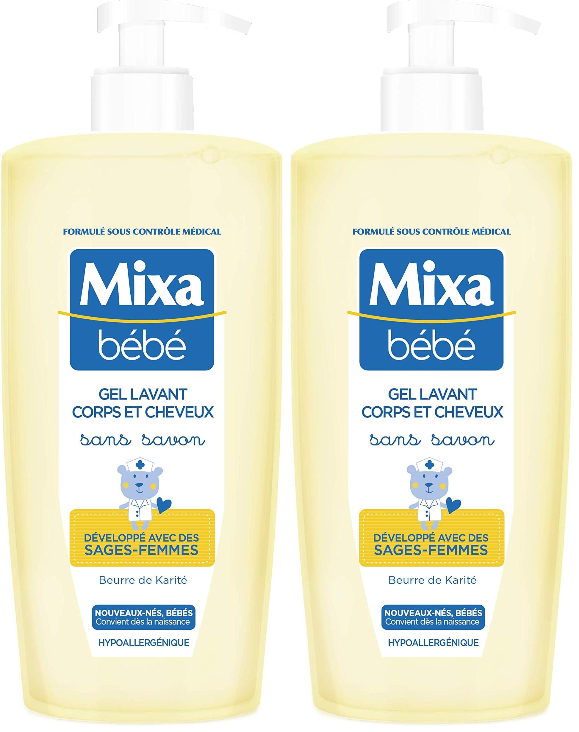 Mixa Baby Body and Hair Wash Gel Soap Free 750 ml (Pack of 2)