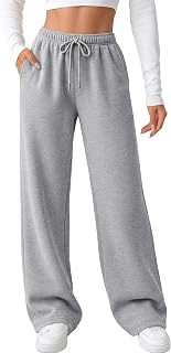 AUTOMET Women’s Fleece Lined Sweatpants Baggy Wide Straight Leg Pants