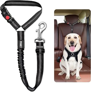 Dog Seat Belts For Cars Uk Headrest Dog Car Seat Belt Adjustable Car Harness Pet Dogs Safety Seatbelt Anti Shock Elastic Puppy Restraint Strong Leash Leads For Dogs Pets Safety (BLACK)