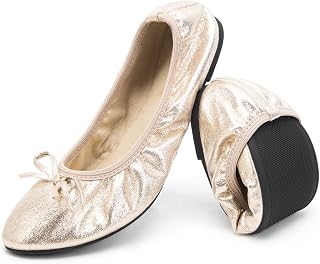 Greatonu Women's Elastic Foldable Portable Pumps Bow-Tie Ballet Ballerina Flats Dolly Shoes