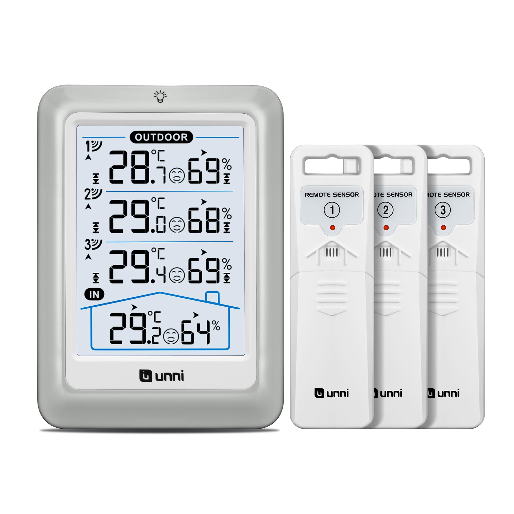 Weather Stations Indoor Outdoor Thermometer Wireless, 4.5 Inch Display Digital H