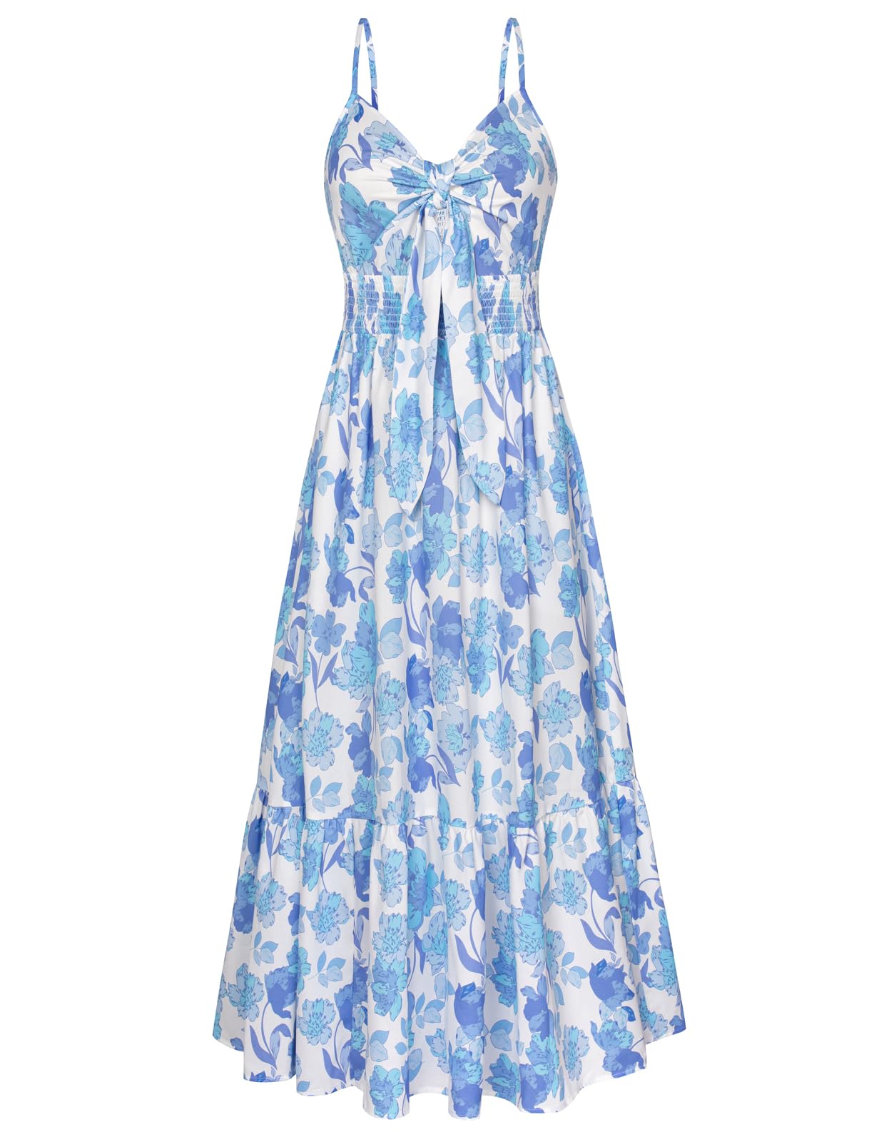 GRACE KARIN Women Long Floral Flowy Swing Dresses Spaghetti Strap Beach Swing Su
