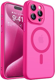 CANSHN Magnetic Shockproof for iPhone 15 Pro Case, Hot Pink