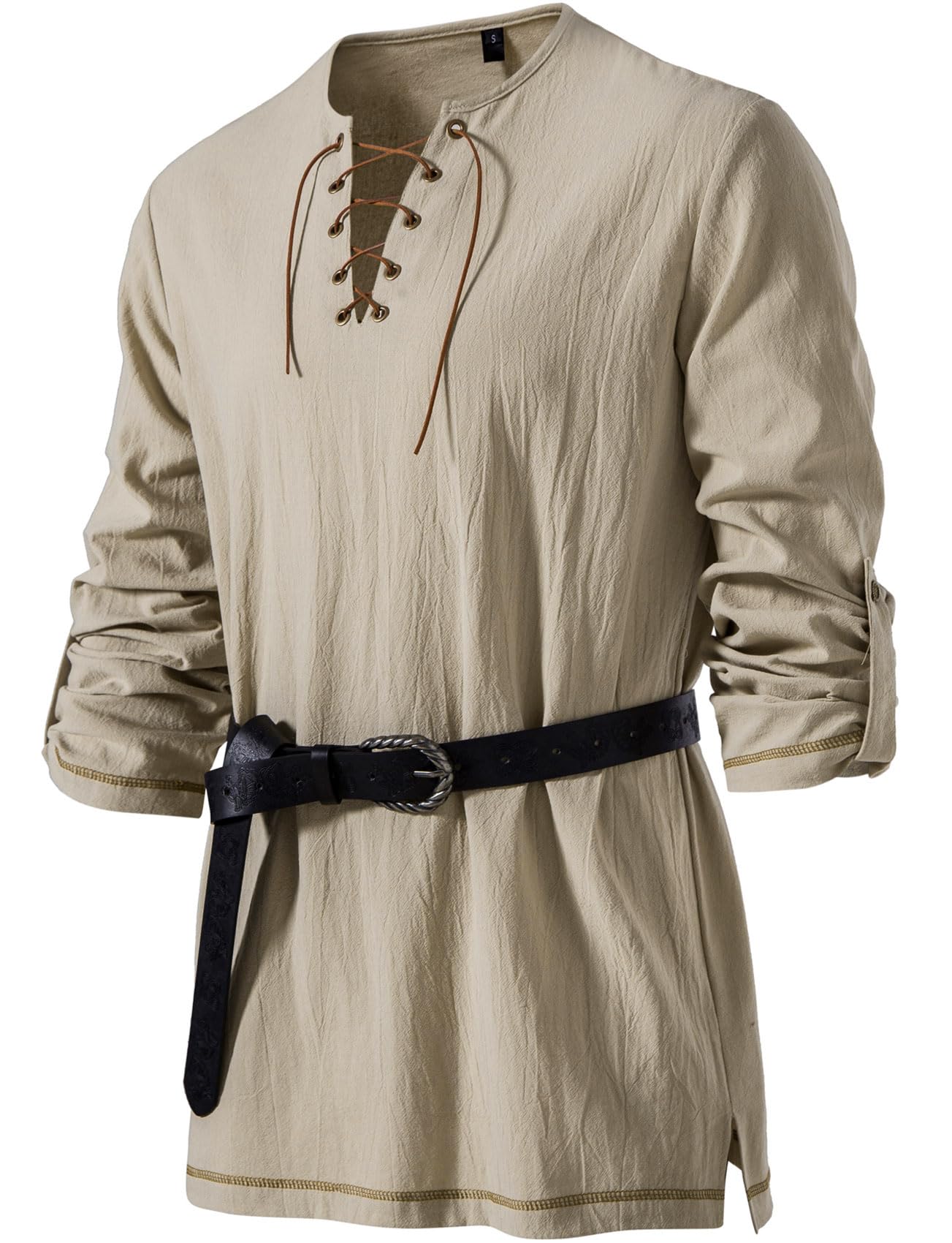 JEMITOP Mens Pure Cotton Vintage Shirt Renaissance Costume Without Belt | Lace U