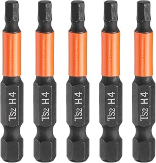 Generic 5 Pcs Hex Drill Bits 4mm (H4) Metric 1/4" Hex Shank 50mm Long S2 Steel for Magnetic Impact Drivers Hex Screwdriver Bits