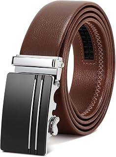 WERFORU Men's Belt, Adjustable Leather Ratchet Belt, 3.5 cm Fit, Men's Automatic Buckle Belt for Suit Jeans