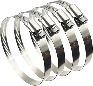 4" Hose Clips - Adjustable 304 Stainless Steel Duct Clamps Hose Clamps | 4Pcs 91-114mm Hose Pipe Clamps Assortment for Ventilation Pipe Exhaust Hose
