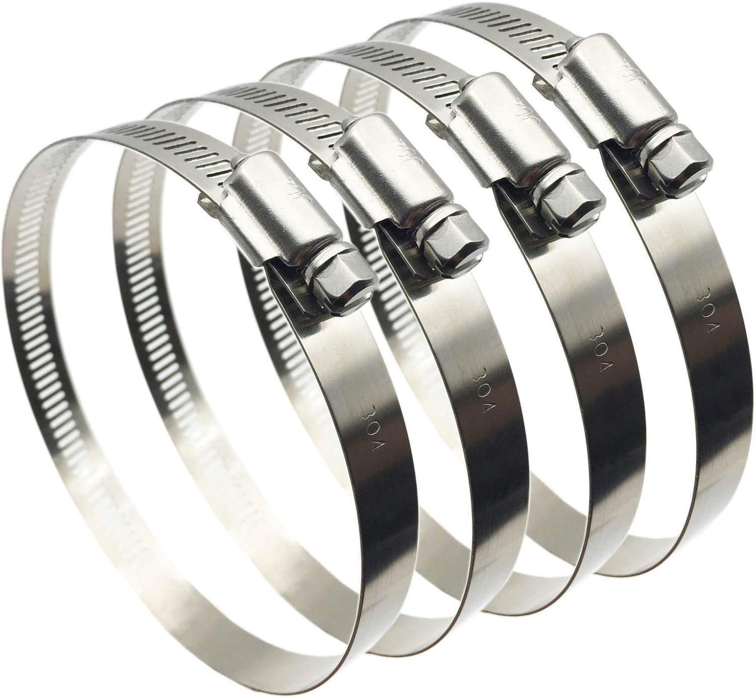 4" Hose Clips - Adjustable 304 Stainless Steel Duct Clamps Hose Clamps | 4Pcs 91