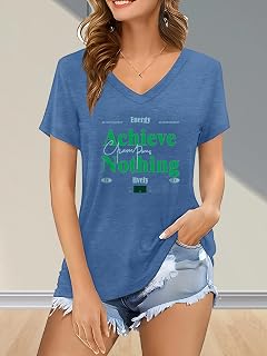 Womens V Neck Graphic T Shirts Loose Fit Soft Lightweight Everyday Wear