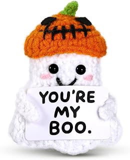 Boo Basket Stuffers for Women, Anniversary Birthday Gifts for Women Men | Gifts for Boyfriend Girlfriend Husband Wife, Halloween You Are My Boo Crochet Ghost, Romantic I Love You Gift for Couple