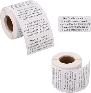 500 Pieces Cottage Food Law Adhesive Labels, 2" x 1", Thermal Printed, Homemade Inspection Declaration Labels for Baked Goods, Home and Kitchen Use