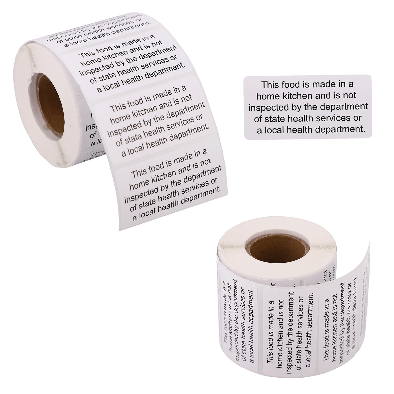 500 Pieces Cottage Food Law Adhesive Labels, 2" x 1", Thermal Printed, Homemade 