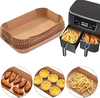 Ecfvtp Air Fryer Disposable Paper Liner, 100PCS Food Grade Parchment Liners for Ninja DZ201, Air Fryer Accessories Baking Paper (9 * 6,Thicken Natural)