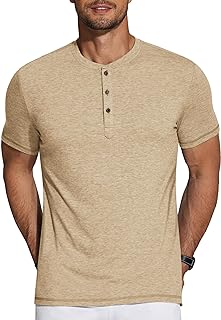 COOFANDY Mens Short Sleeve Henley Shirts Casual Basic Button Down Summer Solid Henley Shirts