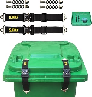 Bear Proof Trash Can Locks,Universal Animal-Proof Garbage Can Lid Straps Against Raccoons and Wildlife,Adjustable Heavy Duty Security Strap for 28-96 Gallon Outdoor Bins (2 PCS)