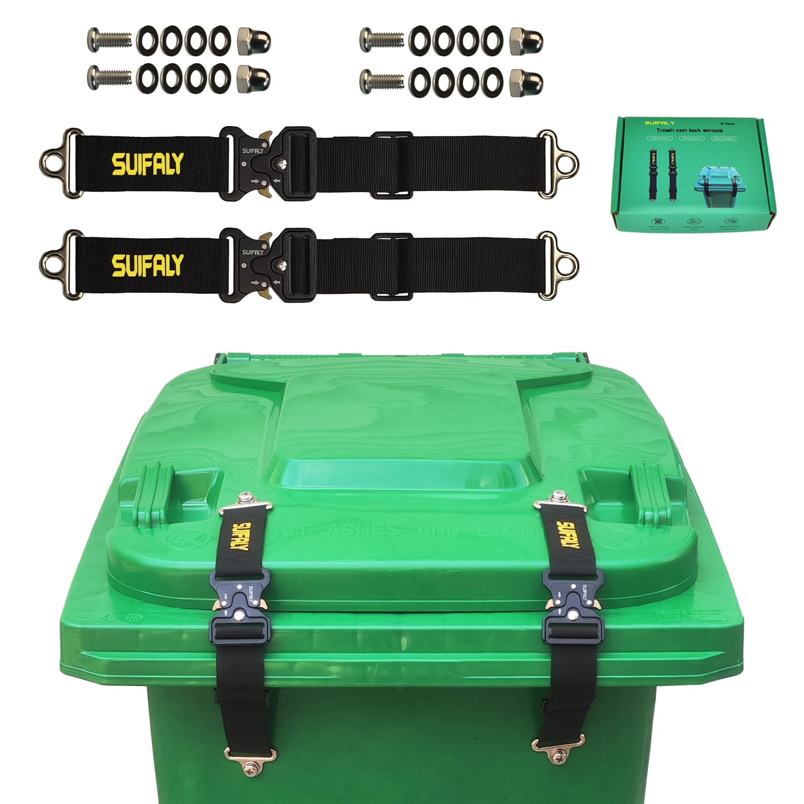 Bear Proof Trash Can Locks,Universal Animal-Proof Garbage Can Lid Straps Against