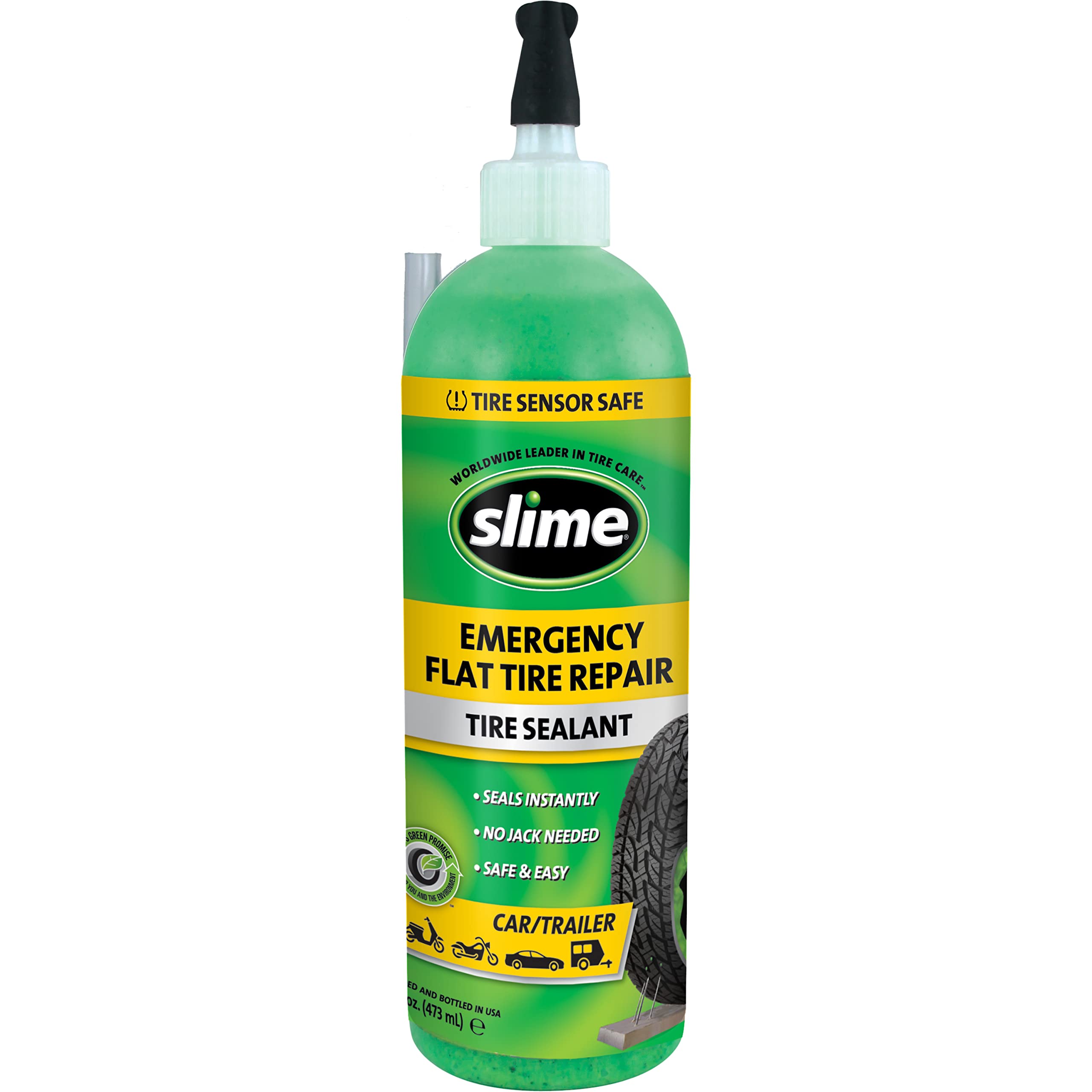 Slime 10011 Flat Tire Puncture Repair Sealant, Emergency Repair for Highway Vehi