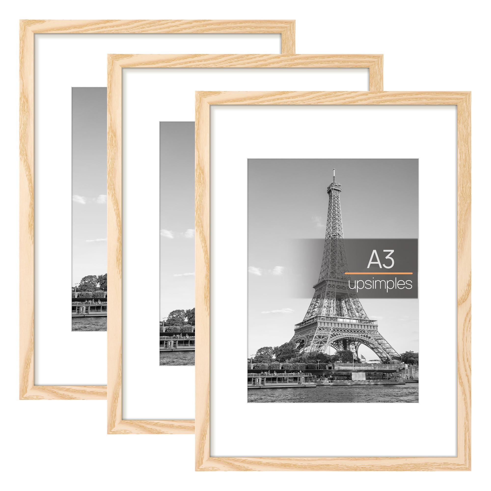 upsimples 3 Pack A3 Frame, Picture Frames, Versatile Photo Frame, Natural