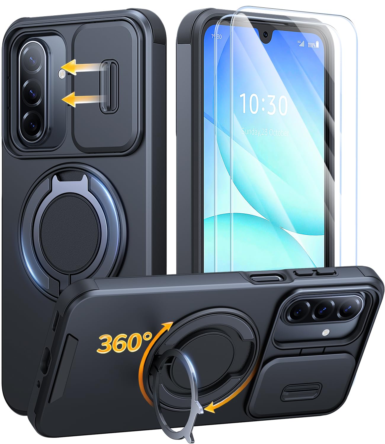 JAME for Samsung Galaxy A17/A16 5G Phone Case with Stand Slide Camera Cover | Ri
