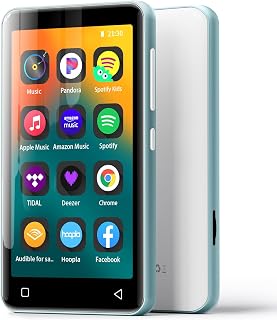 innioasis MP3 Player with Bluetooth and WiFi, MP3 Player for Kids with Spotify, Spotify Kids, Pandora, Audible, 4.0" Touch Screen Music Player with Parental Controls, Up to 1TB (SkyBlue+White, 80GB)