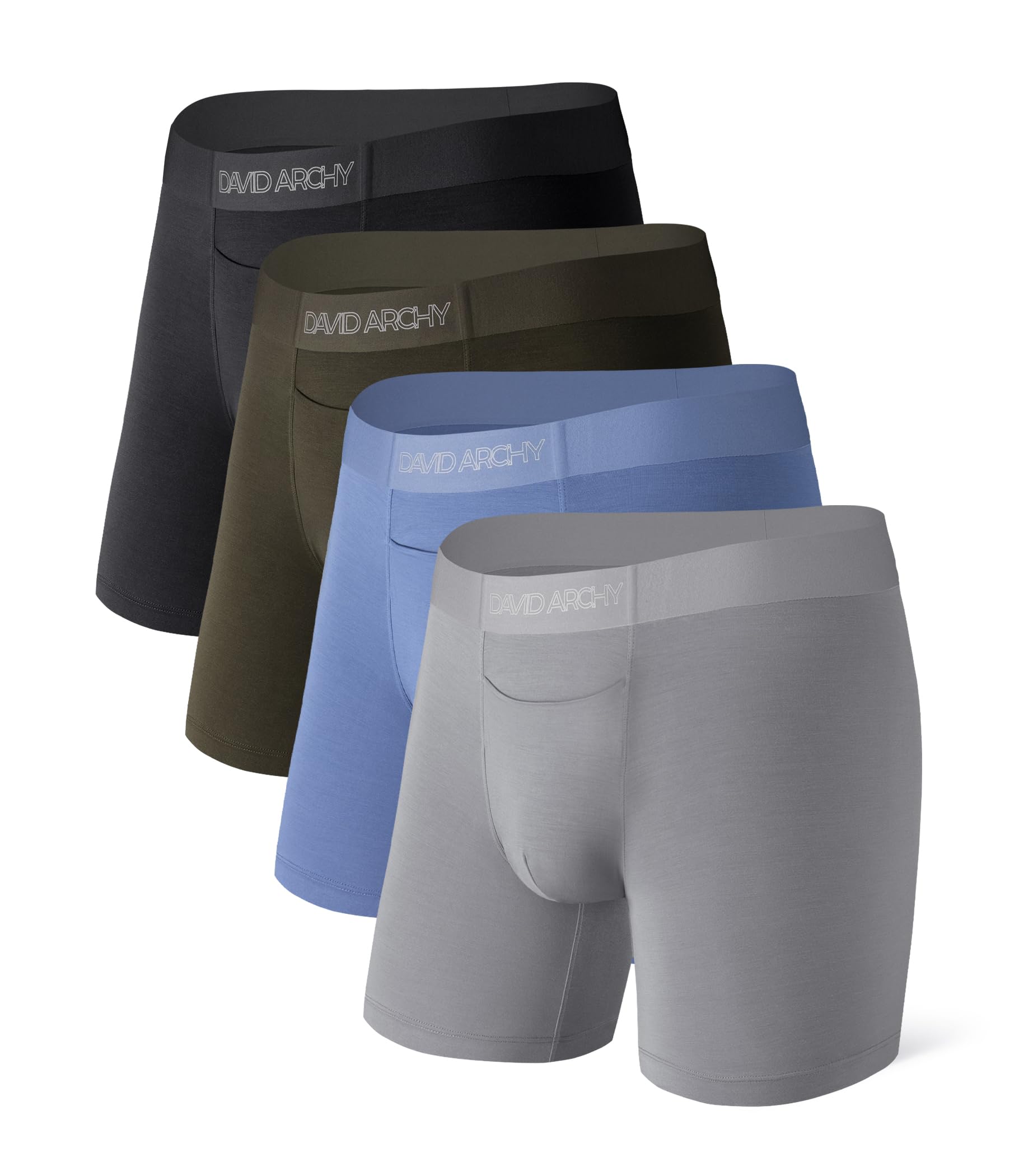 DAVID ARCHY Lot de 4 boxers en modal pour homme avec braguette horizontale, tail