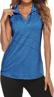 Tanst Sky Women's Zip Up Tank Top Quick Dry Workout Tops Sleeveless Golf Running Yoga Shirt