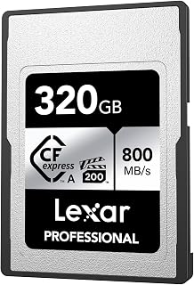 Lexar Professional Série SILVER Carte CFexpress Type A 320 Go, Carte CFe Lecture jusqu'à 800 Mo/s, VPG200, CF Carte Mémoire Compatible avec les appareils photo Sony Alpha et FX (LCAEXSL320G-RNENG)
