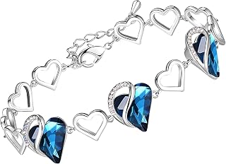 Leafael Valentine Birthstone Bracelet for Women, Heart with Healing Crystals, Fine Jewelry with Elegant Design, Gift Box Included